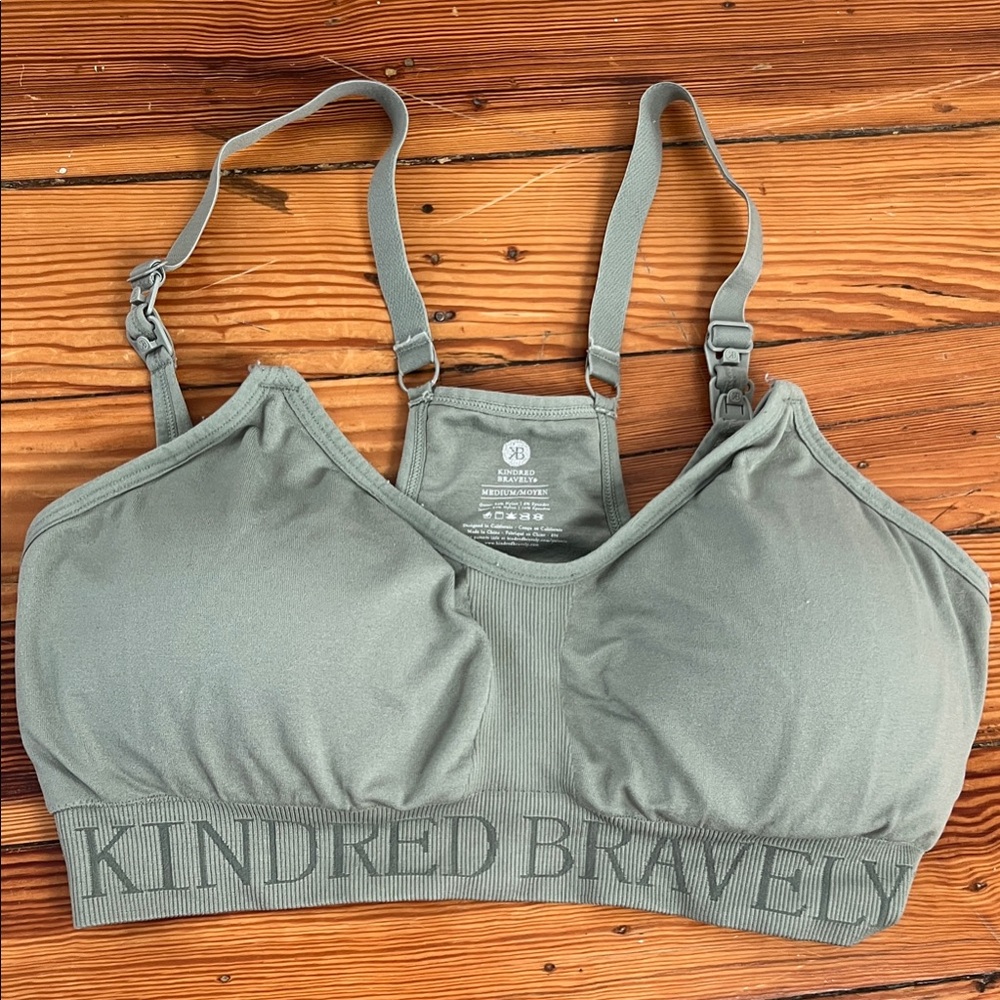 Kindred Bravely Sage Green Hands Free Pumping Bra